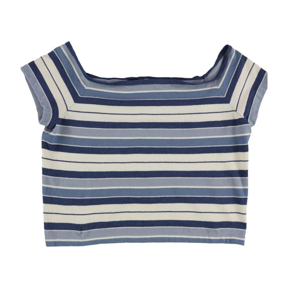 Ralph Lauren Womens Striped Off the shoulder Crop Top Blouse, NWT